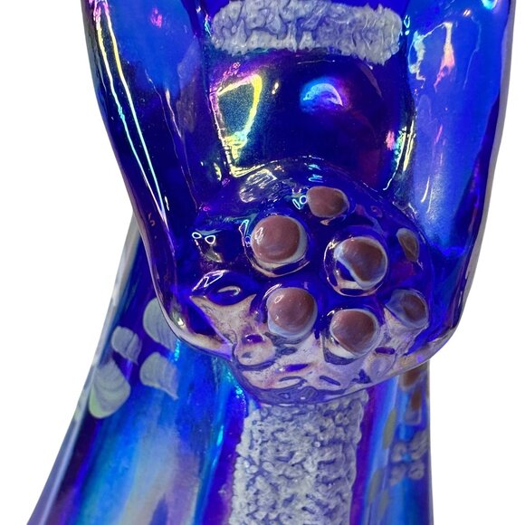 Fenton Bridesmaid Cobalt Blue Iridescent Glass Figurine Floral Artist Signed VTG - Picture 5 of 14